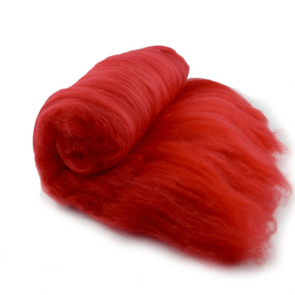 Tasmanian Merino Wool Carded Batts Hand Dyed Bright Red 13236| Merino Wool Batts | Sally Ridgway | Shop Wool, Felt and Fibre Online