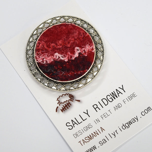 Red Wool Felt and Metal Brooch Pin 13023| Brooch | Sally Ridgway | Shop Wool, Felt and Fibre Online