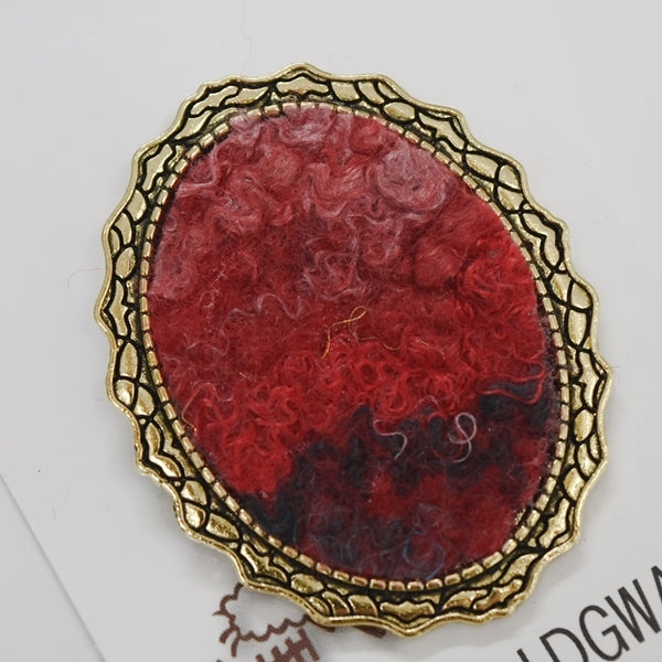 Red Wool Felt and Metal Oval Brooch Pin 13024| Brooch | Sally Ridgway | Shop Wool, Felt and Fibre Online