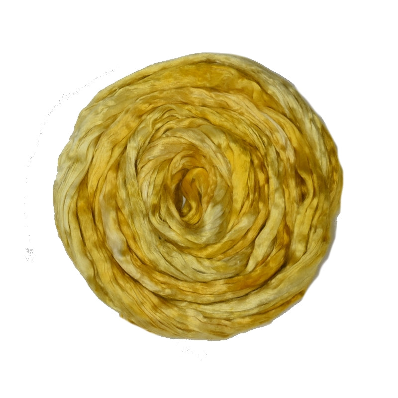 Mulberry Silk Roving Hand Dyed Yellow Twist 12592| Silk Roving/Sliver | Sally Ridgway | Shop Wool, Felt and Fibre Online
