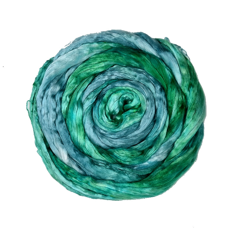 Mulberry Silk Roving Hand Dyed Mint Green 12318| Silk Roving/Sliver | Sally Ridgway | Shop Wool, Felt and Fibre Online