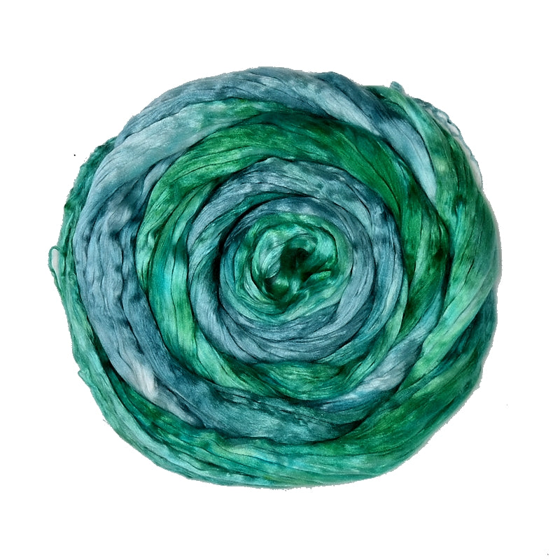 Mulberry Silk Roving Hand Dyed Mint Green 12318| Silk Roving/Sliver | Sally Ridgway | Shop Wool, Felt and Fibre Online