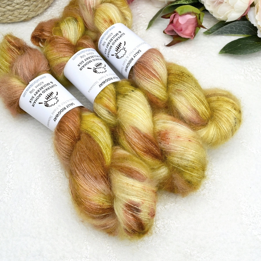 Superkid Mohair & Silk Hand Dyed Ginger Biscuit| Mohair Silk | Sally Ridgway | Shop Wool, Felt and Fibre Online