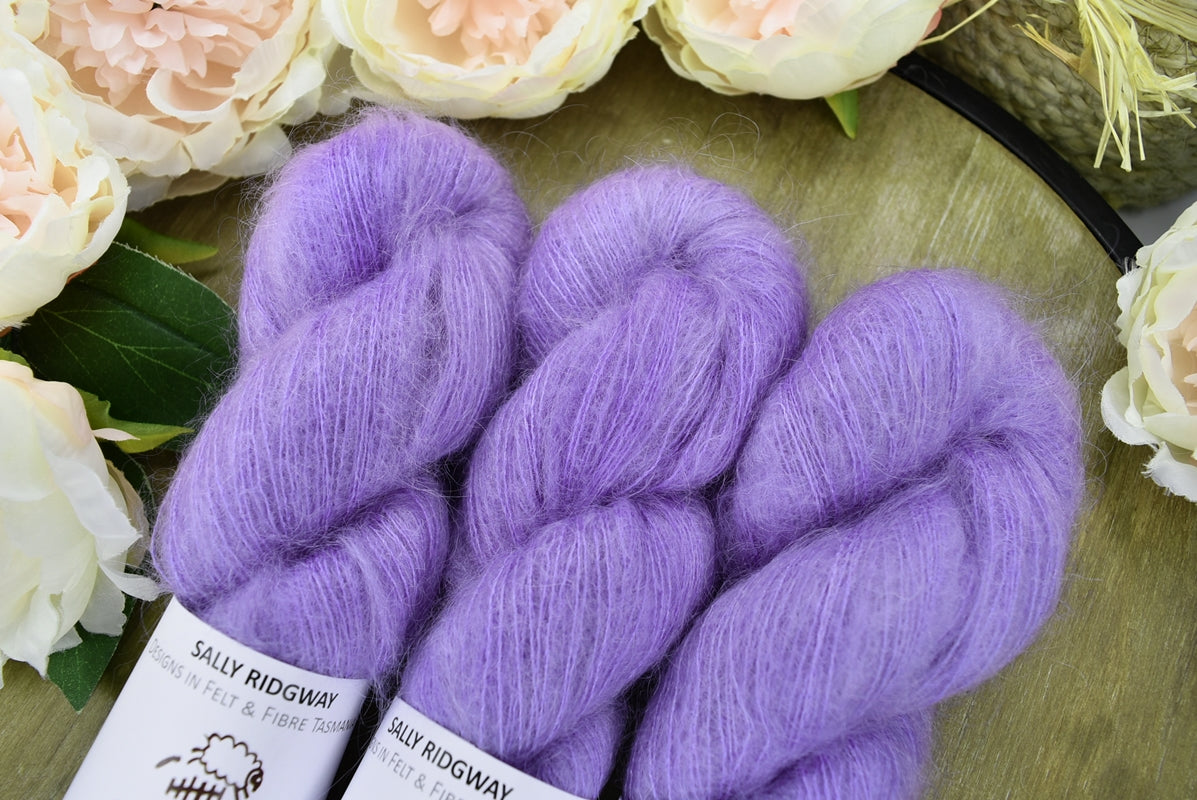 Superkid Mohair & Silk Hand Dyed Lavender Bud| Mohair Silk | Sally Ridgway | Shop Wool, Felt and Fibre Online