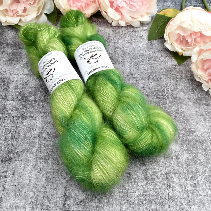 Superkid Mohair & Silk Hand Dyed Lime Leaf| Mohair Silk | Sally Ridgway | Shop Wool, Felt and Fibre Online