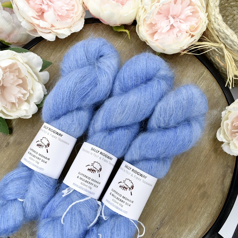 Superkid Mohair & Silk Hand Dyed Little Boy Blue| Mohair Silk | Sally Ridgway | Shop Wool, Felt and Fibre Online