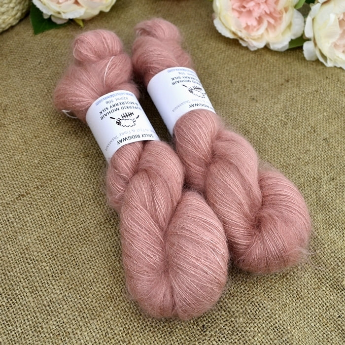 Superkid Mohair & Silk Hand Dyed Tea Rose| Mohair Silk | Sally Ridgway | Shop Wool, Felt and Fibre Online