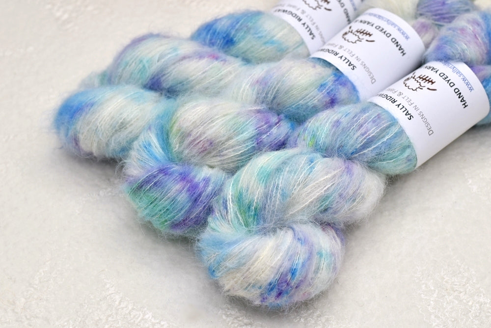 Suri Alpaca Silk Lace Hand Dyed Aqua Dream| Suri Silk Lace | Sally Ridgway | Shop Wool, Felt and Fibre Online