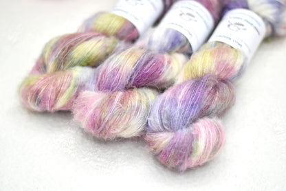 Suri Alpaca Silk Lace Hand Dyed Frosted Petals| Suri Silk Lace | Sally Ridgway | Shop Wool, Felt and Fibre Online
