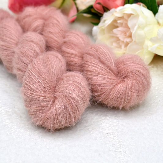 Suri Alpaca Silk Lace Hand Dyed Tea Rose| Suri Silk Lace | Sally Ridgway | Shop Wool, Felt and Fibre Online