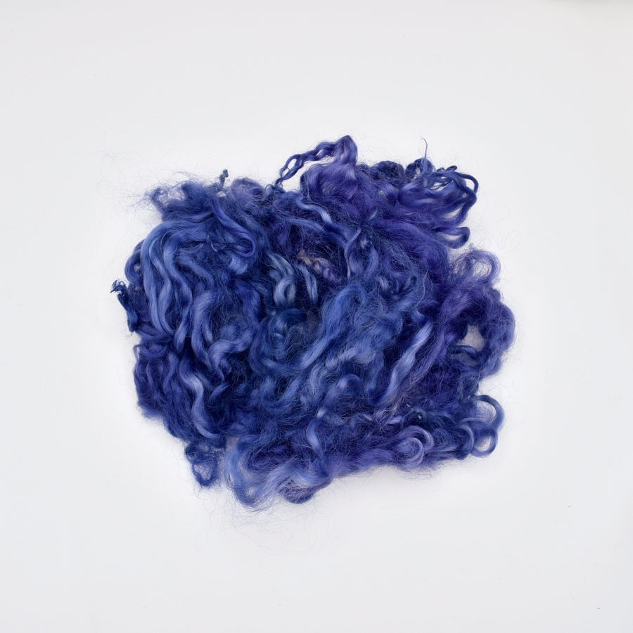 Tasmanian English Leicester Lamb Locks - Periwinkle| English Leicester Wool Tops | Sally Ridgway | Shop Wool, Felt and Fibre Online