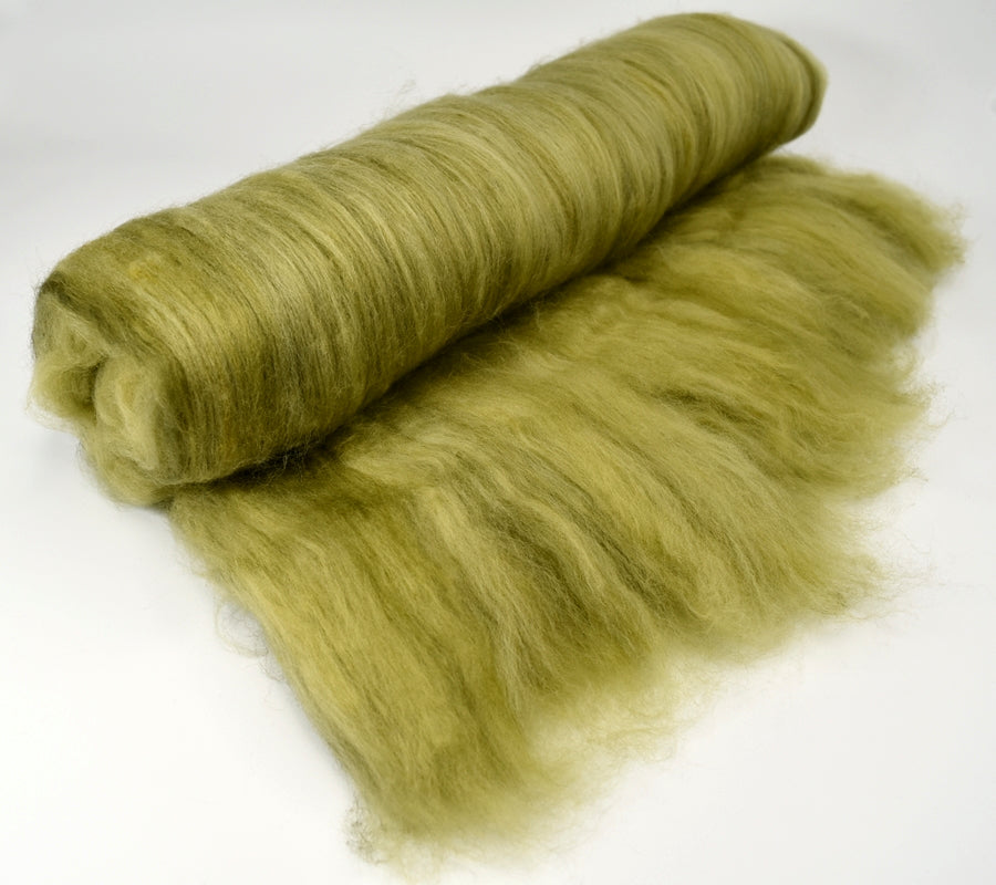 Tasmanian Merino Wool Carded Batts Hand Dyed Moss Green 13233| Merino Wool Batts | Sally Ridgway | Shop Wool, Felt and Fibre Online
