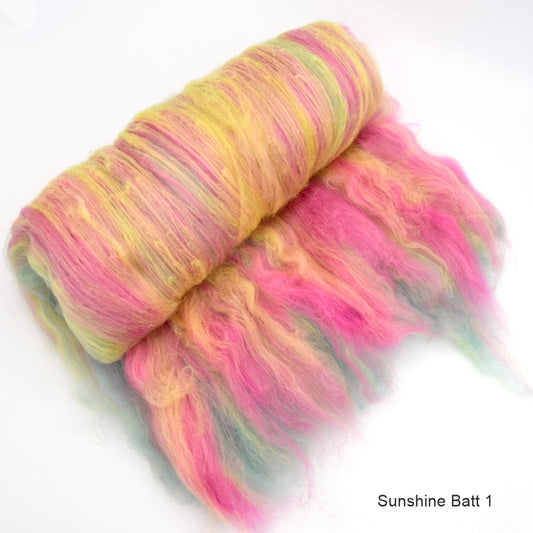 Tasmanian Merino Wool Carded Batts Hand Dyed Sunshine| Merino Wool Batts | Sally Ridgway | Shop Wool, Felt and Fibre Online