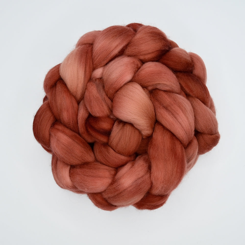 Tasmanian Merino Wool Combed Top Hand Dyed Burnt Copper| Merino wool tops | Sally Ridgway | Shop Wool, Felt and Fibre Online