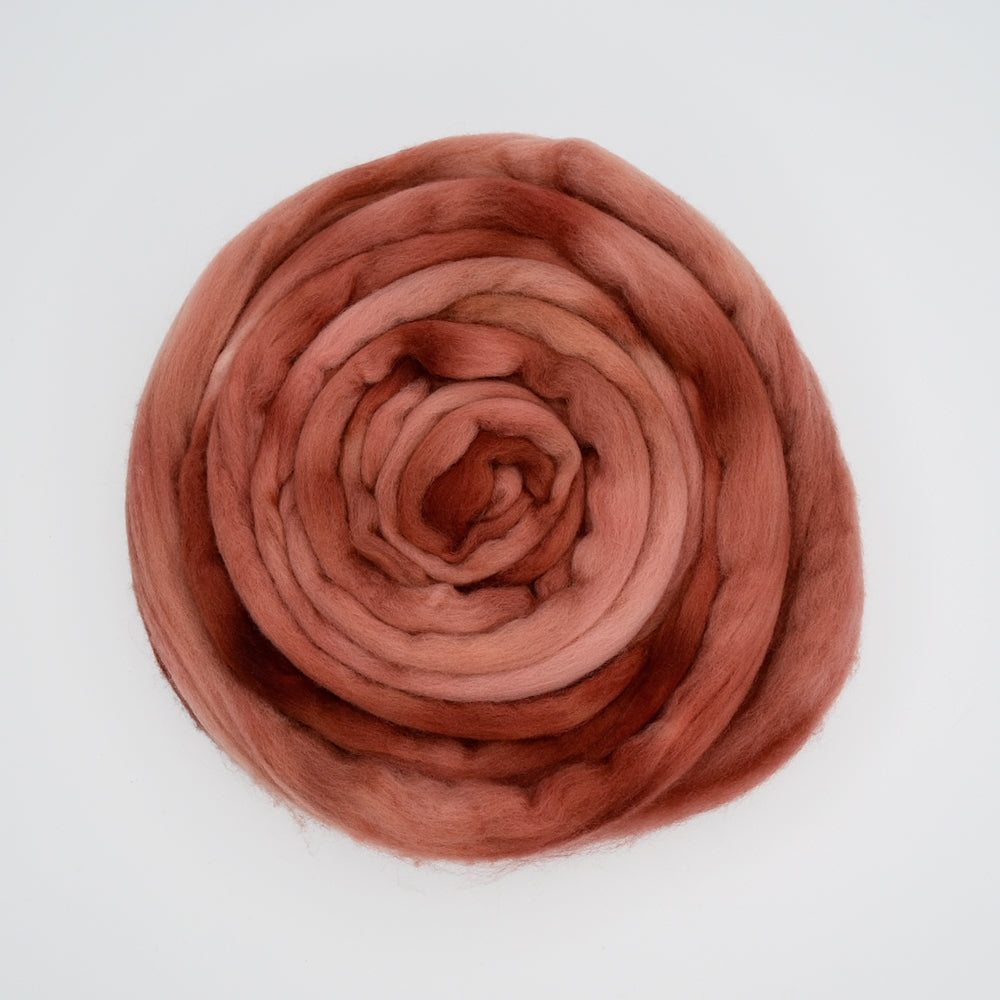 Tasmanian Merino Wool Combed Top Hand Dyed Burnt Copper| Merino wool tops | Sally Ridgway | Shop Wool, Felt and Fibre Online