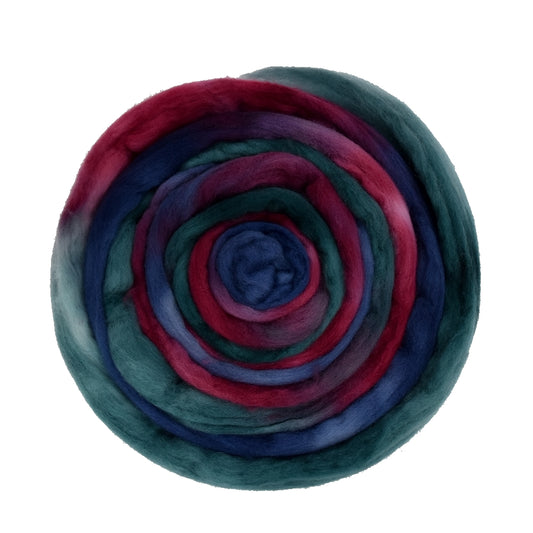 Tasmanian Merino Wool Combed Top (Roving) Hand Dyed Forest Flower 12858| Merino Wool Tops | Sally Ridgway | Shop Wool, Felt and Fibre Online