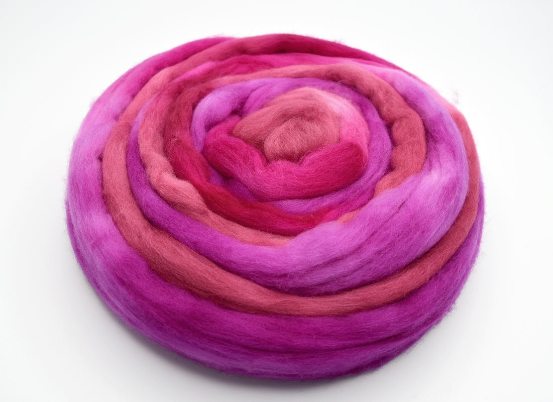 Tasmanian Merino Wool Combed Top (Roving) Crimson Rose| Merino wool tops | Sally Ridgway | Shop Wool, Felt and Fibre Online