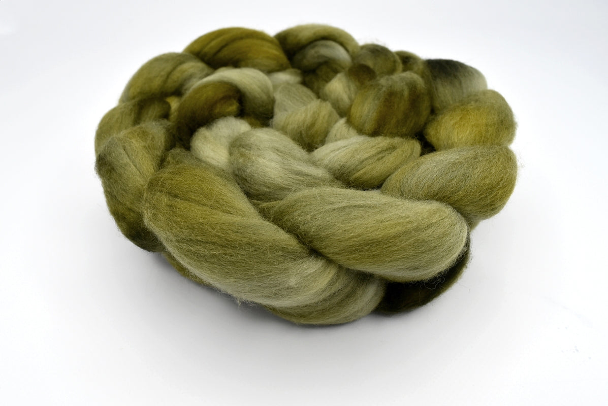 Tasmanian Merino Wool Combed Tops in Moss Olive| Merino Wool Tops | Sally Ridgway | Shop Wool, Felt and Fibre Online