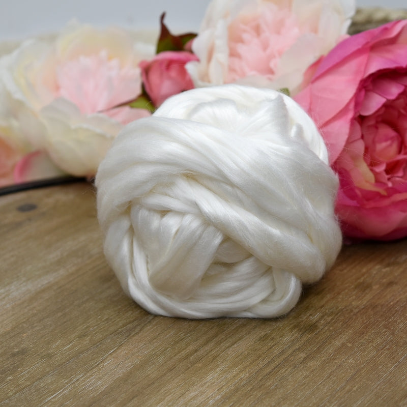 Buy Undyed Mulberry Silk Tops/Roving White | Shop Silk Fibre Online ...