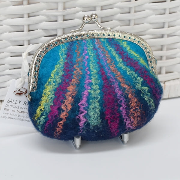 Blue Hand Made Wool Felt Coin Purse 13019-Coin Purse-1-Sally Ridgway Designs in Felt &amp; Fibre