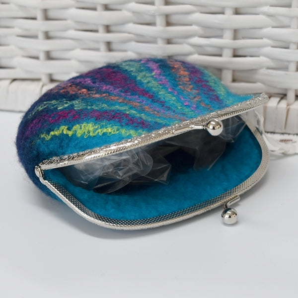Blue Hand Made Wool Felt Coin Purse 13019-Coin Purse-3-Sally Ridgway Designs in Felt &amp; Fibre