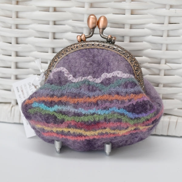 Dusty Purple Hand Made Wool Felt Coin Purse 13020| Coin Purse | Sally Ridgway | Shop Wool, Felt and Fibre Online