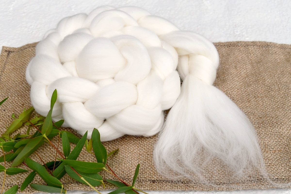 White Australian Polwarth Wool Top| Undyed Wool Roving Top | Sally Ridgway | Shop Wool, Felt and Fibre Online