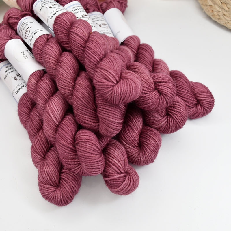 Wine O'Clock Mini Skein 4 Ply Supreme Sock Yarn| Mini Skeins | Sally Ridgway | Shop Wool, Felt and Fibre Online