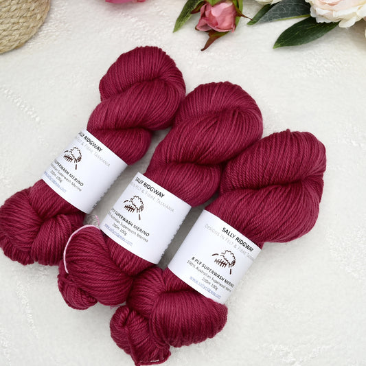 Wood Rose on 8 Ply Superwash 100% Merino Yarn| 8 Ply Superwash Merino Yarn | Sally Ridgway | Shop Wool, Felt and Fibre Online