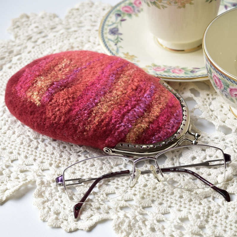 Wool Felted Coin Purse, Glasses Case, Accessory Pouch in Red Orange 12808| Coin Purse | Sally Ridgway | Shop Wool, Felt and Fibre Online