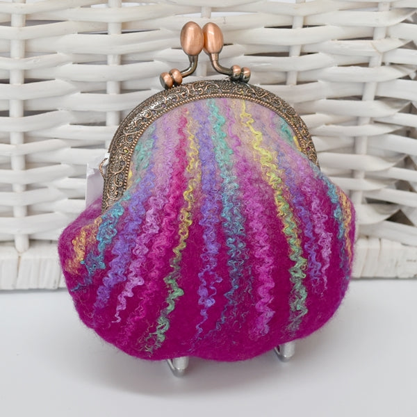 Raspberry Pink Hand Made Wool Felted Coin or Accessory Purse 13016| Coin Purse | Sally Ridgway | Shop Wool, Felt and Fibre Online