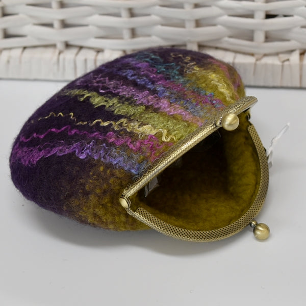 Purple Hand Made Wool Felted Coin Purse 13017| Coin Purse | Sally Ridgway | Shop Wool, Felt and Fibre Online