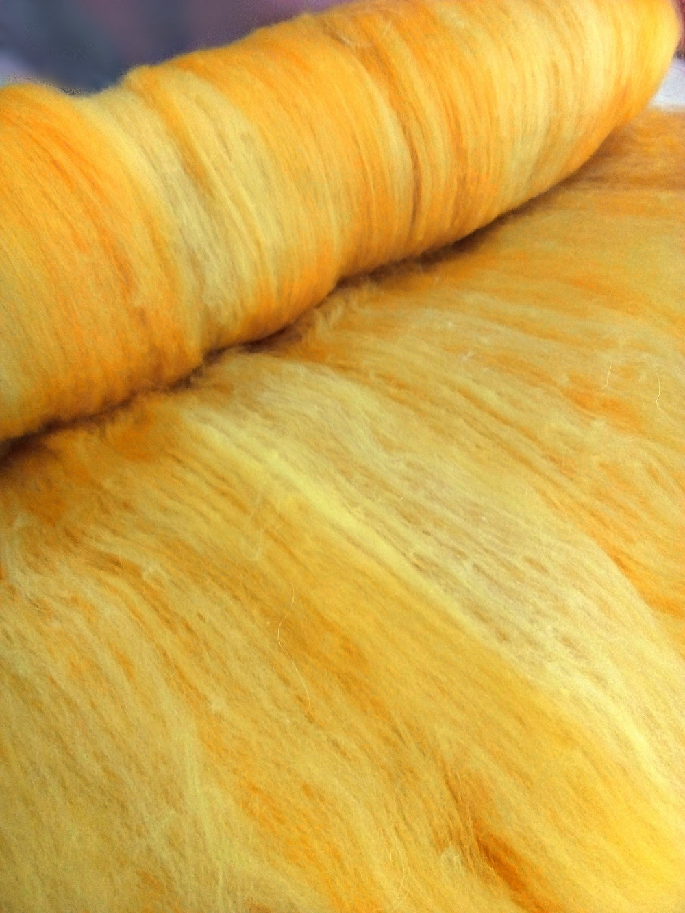 Wool Batts Carded Hand Dyed Australian Merino 18.5u 100 g Mustard Yellow 11752-Merino Wool Batts-2-Sally Ridgway Designs in Felt &amp; Fibre